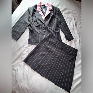 B.Smart Women's Pink and Black Pin Stripe Skirt Suit